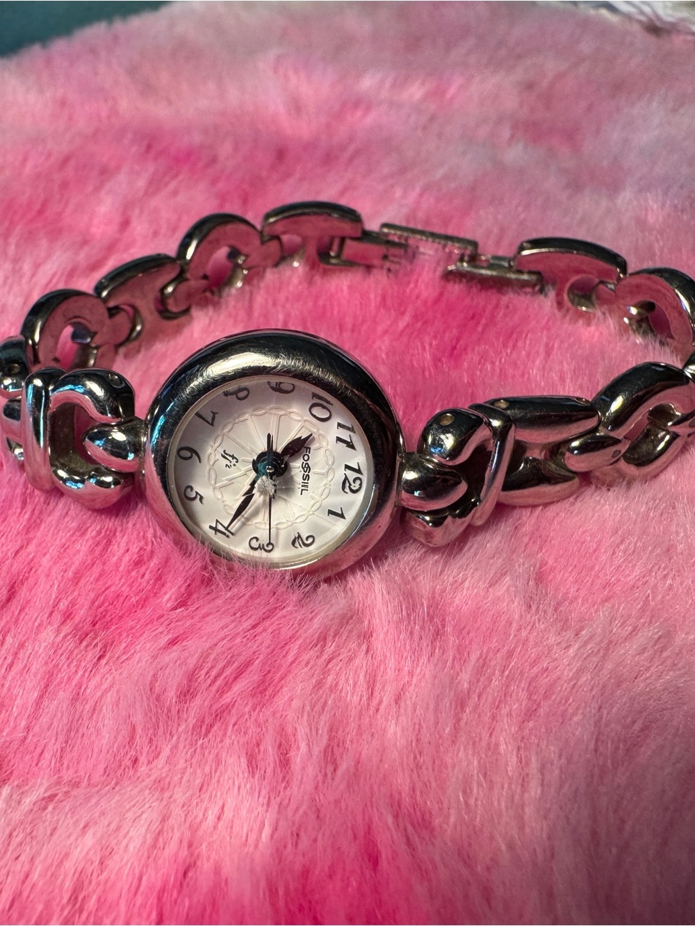 Vintage Fossil Silver Chain-Link Bracelet Watch